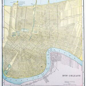 1895 New Orleans Louisiana City Map Victorian Antique Geography History DWYY10A